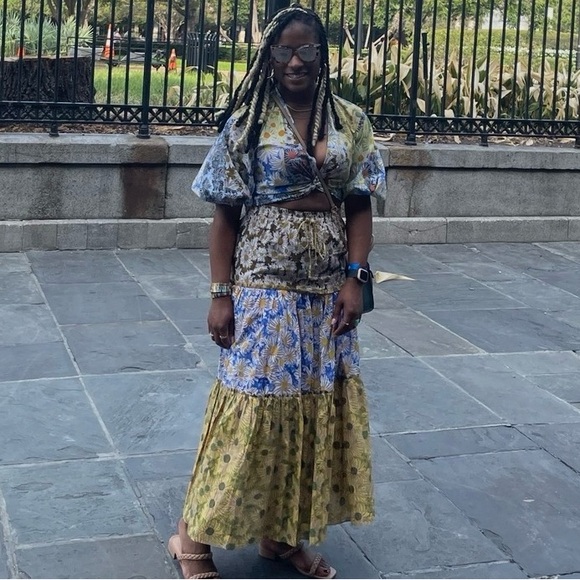 Zara Two Piece Boho Set | Twist Crop Top & Maxi Skirt | M/S - Picture 9 of 10